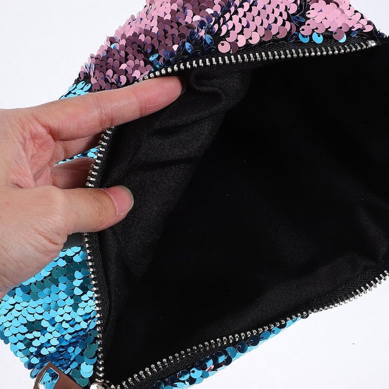 Blue Pink Sequins Fanny Pack for Women Adjustable Waist Bag Lightweight Travel Hiking - Image 3